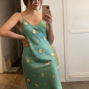 Zara Mint Green Floral Midi Dress